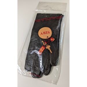 Aris Vintage Women Brown Leather Gloves Antron Nylon Lined Size 7.5 NWOT 2A 1342